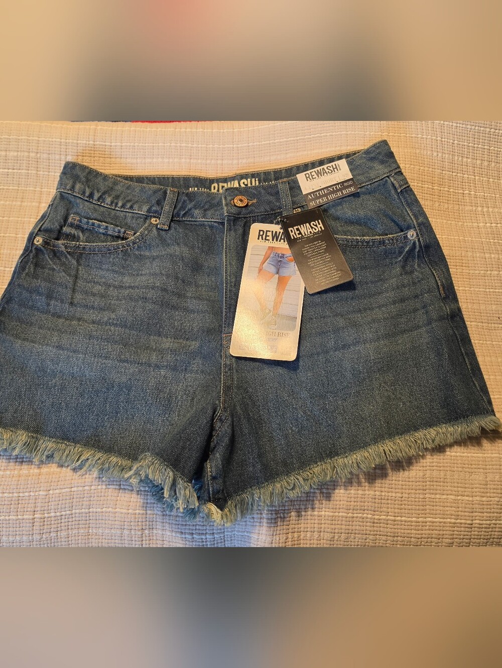 Rewash Blue Denim Frayed Hem Women’s Shorts
